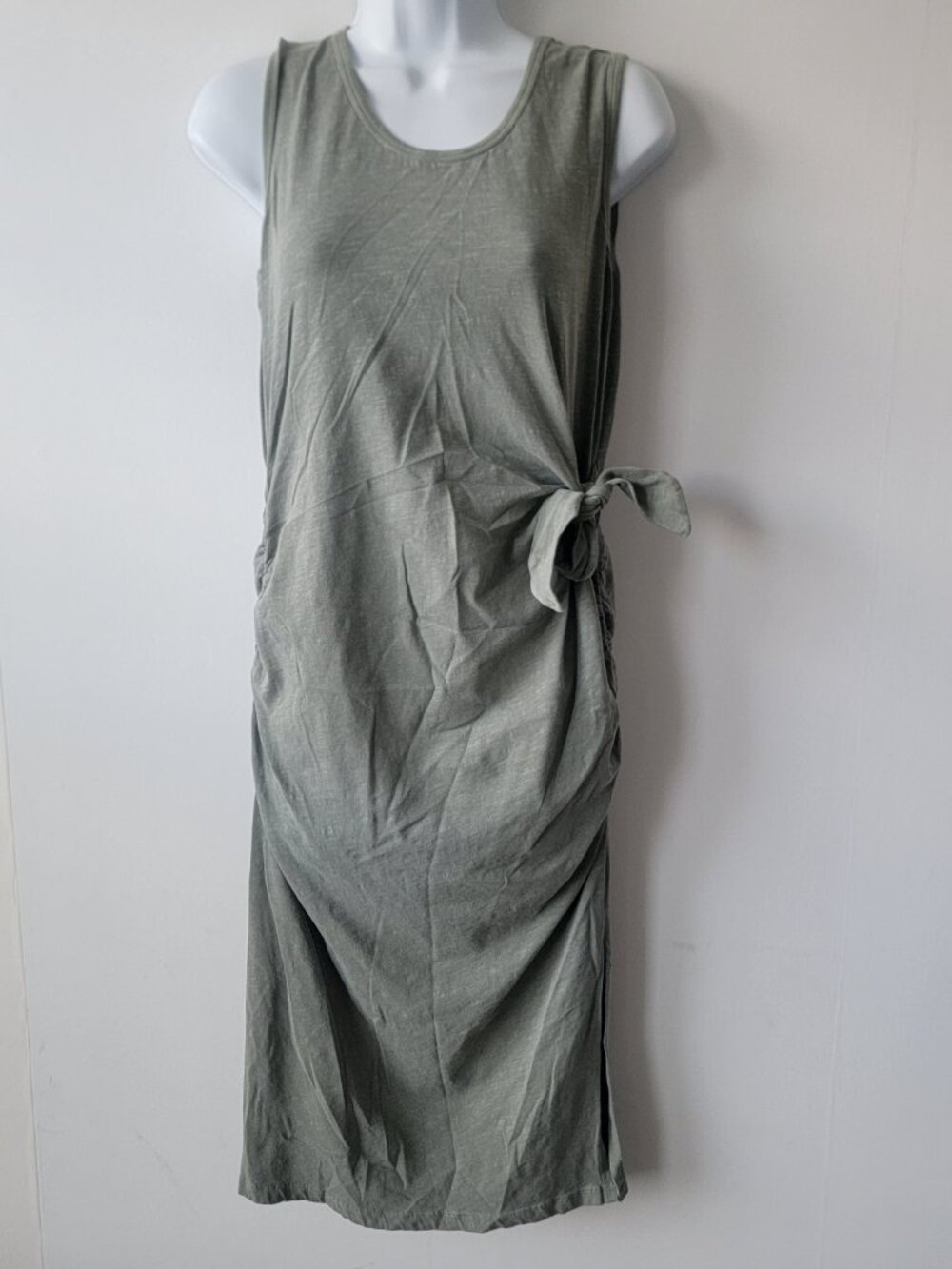 Sundry women's Tank Dress size S Sage Green‎ Sleeveless side Knotted midi